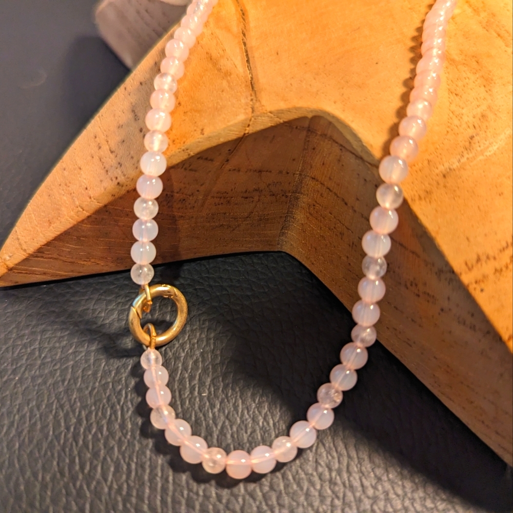 Rose Pink Quartz Love Semi Precious Accents Necklace A.N.A. NWT